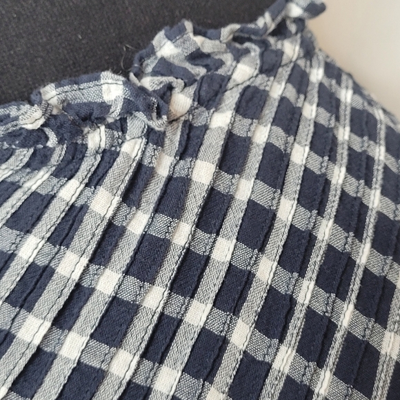 J. Crew Ruffle Classic Popover Long Sleeve Shirt in Mini Windowpane - Size 14 - Picture 10 of 16